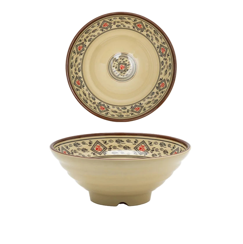 Hand-Painted Noodle Bowls – Large, Medium, Small Ramen, Pho & Soup Bowl Set in Brown, Blue, Green, Yellow