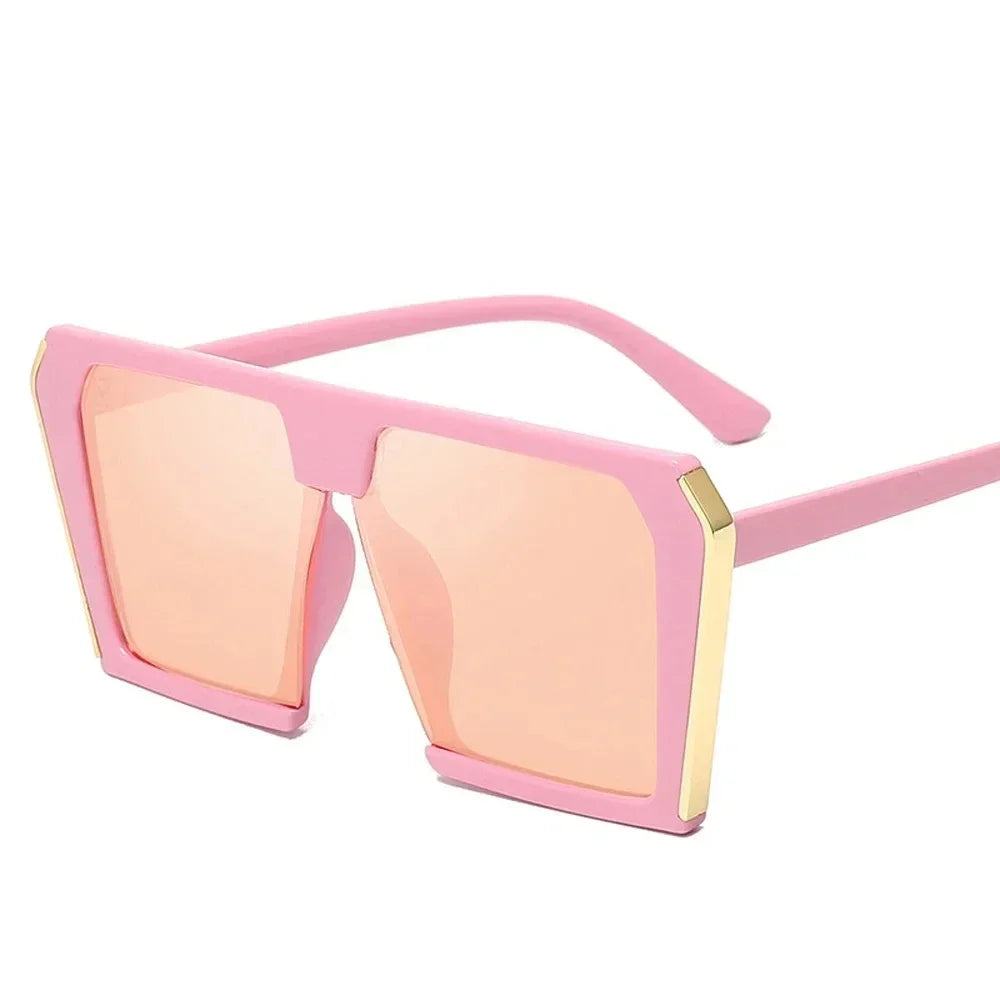 Zayna Oversized Square Sunglasses – Black & Gold Statement Fashion Shades with UV Protection
