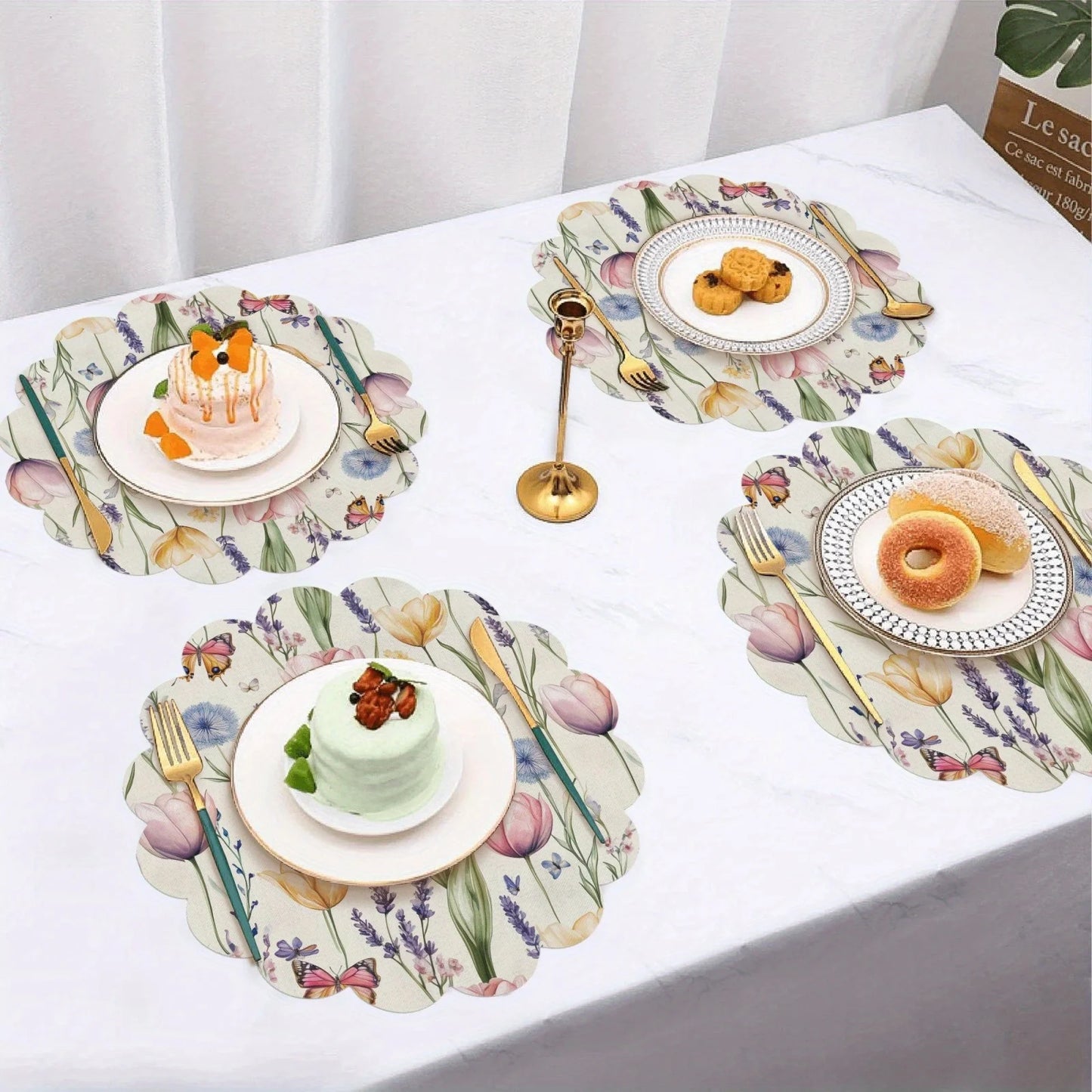 Wildflower Meadow Round Placemat Set – Floral Dining Table Mats