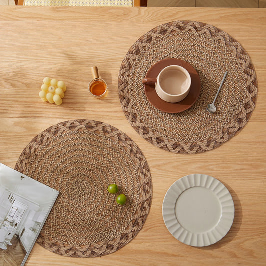 Woven Round Jute Placemats – 4/6 Set Of Rustic Natural Table Mats for Dining and Kitchen Decor