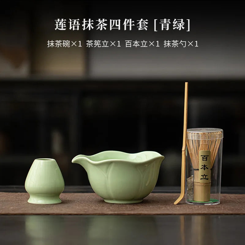 Hasu Lotus Matcha Tea Set – Japanese-Style Lotus Matcha Bowl Set with Traditional Matcha Accessories