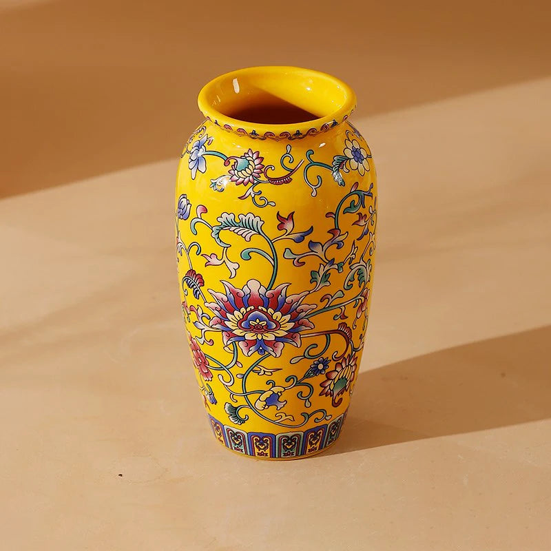 Seravelle Floral Ceramic Vase – Decorative Flower Vase for Living Room, Table Centrepiece & Home Décor (Red, Blue, Light Blue , Ivory & Yellow)