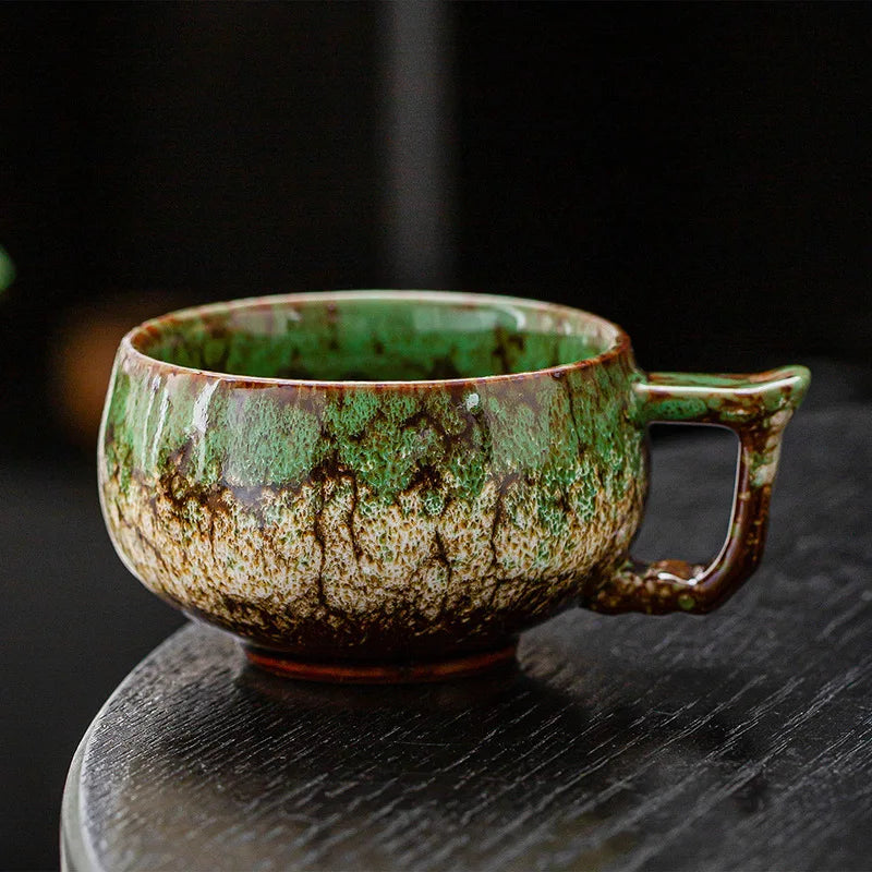 Akiro Handmade Textured Glaze Ceramic Coffee Mug Set – 2 Piece 175ml Coffee Cups with Handle for Espresso, Tea, Cappuccino and Latte