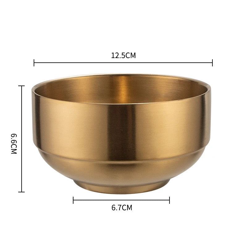 Stainless Steel Double Wall Rice Bowl – Heat Resistant Soup, Ramen & Salad Bowl for Kitchen Dining