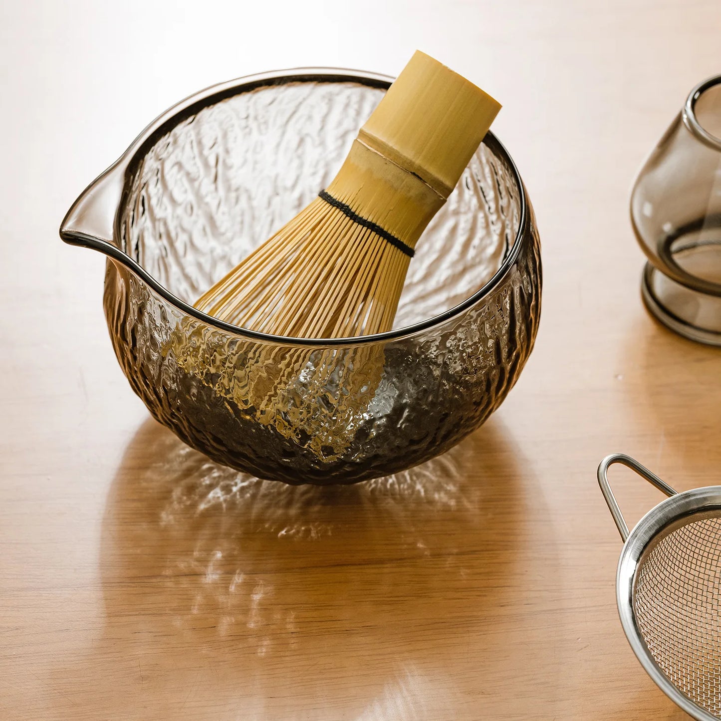 Kōrin Glass Matcha Tea Set – 7 Piece Matcha Bowl Set with Bamboo Whisk, Scoop, Strainer and Holder