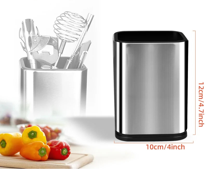 Dual Compartment Utensil Holder – Kitchen Cutlery and Cooking Tool Organiser for Worktop