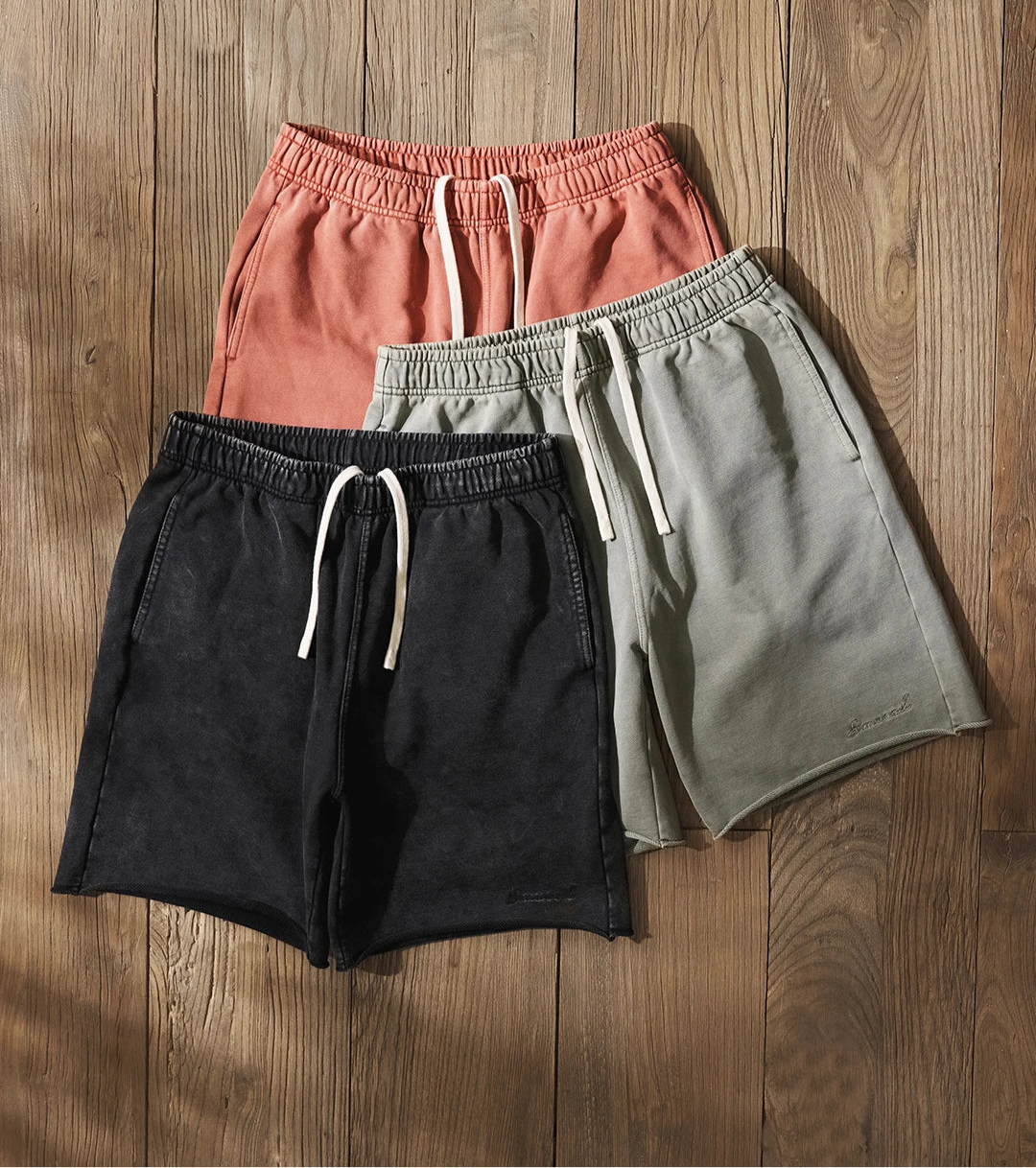 Men’s Washed Cotton Drawstring Shorts – Soft Loungewear & Casual Summer Gym Shorts