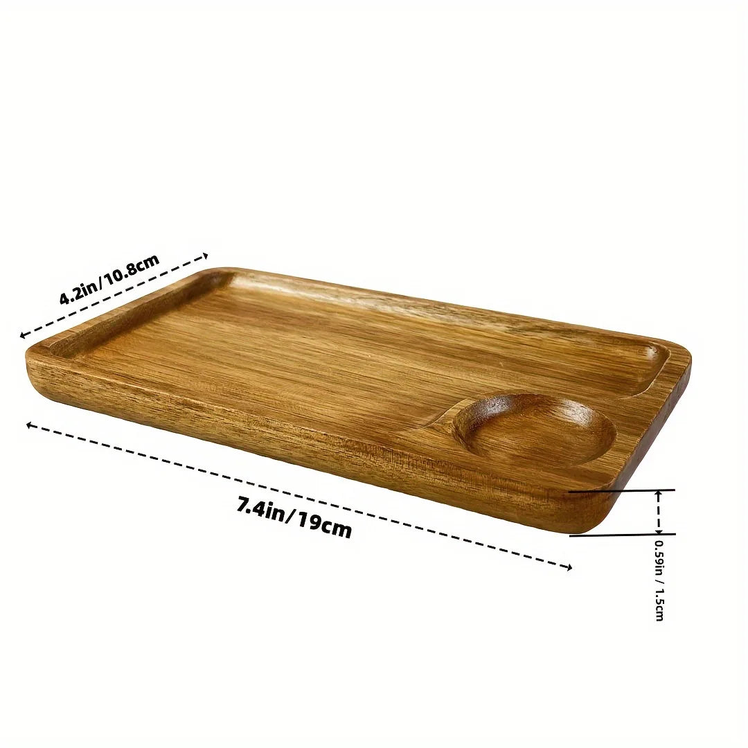 Acacia Wooden Serving Tray – Natural Solid Wood Snack & Food Platter for Coffee, Tea & Appetisers