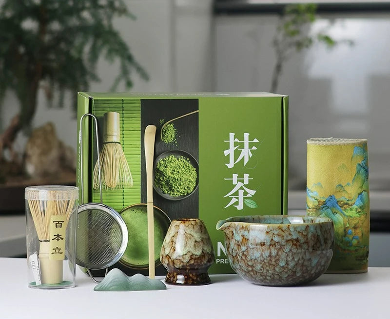 Sahori Japanese-Style Matcha Tea Set – 2, 5 or 7 Piece Matcha Bowl and Bamboo Whisk Set