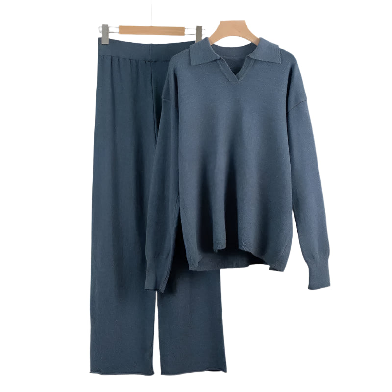 Serelina Relaxed Fit Knit Co-Ord Set – Wide Leg Jumper Lounge Set for Women