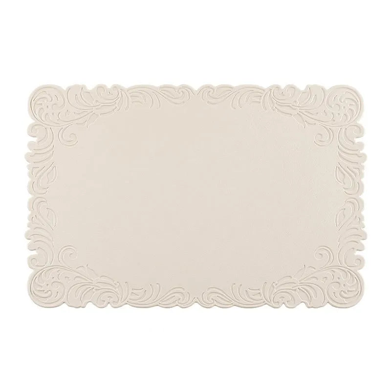 Verra Faux Leather Table Mats – Decorative Edge Non Slip Washable Dining Table Mats Set