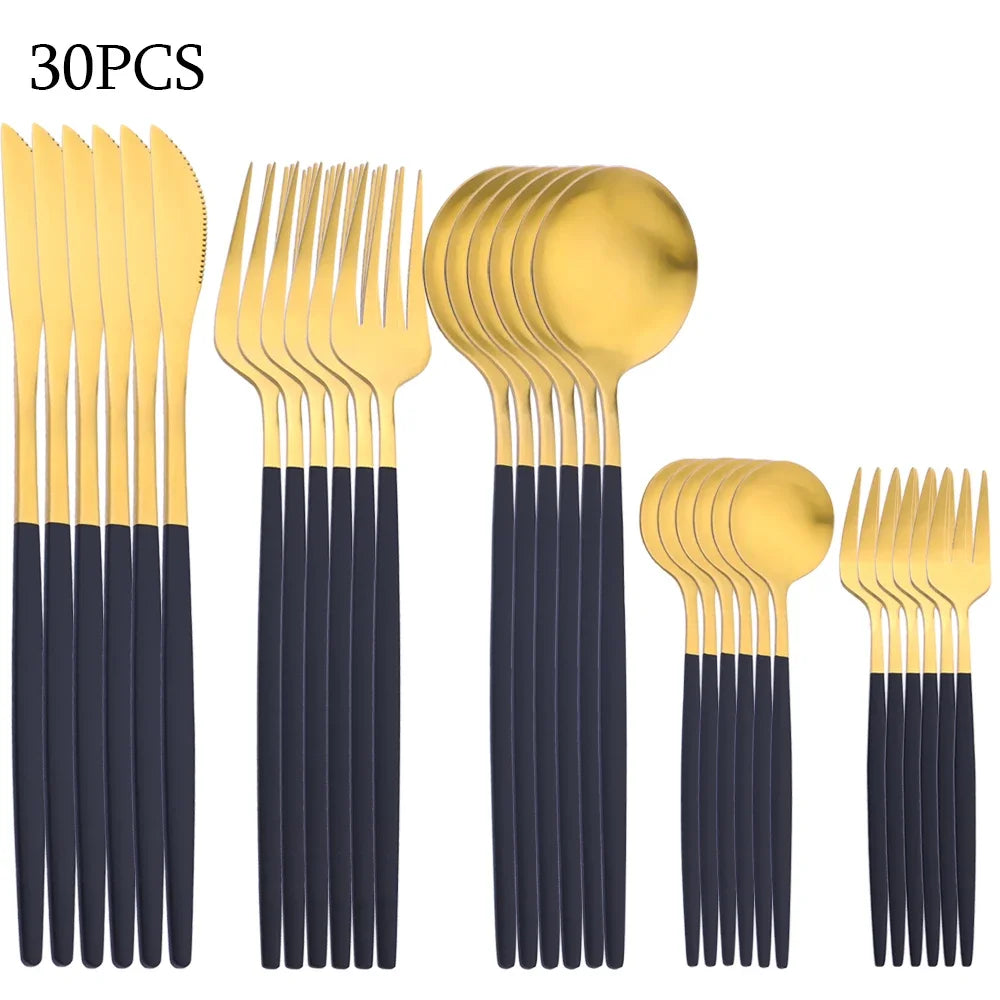 Avelion Cutlery Set 30 Piece – Stainless Steel Knife Fork Spoon Dining Tableware Set