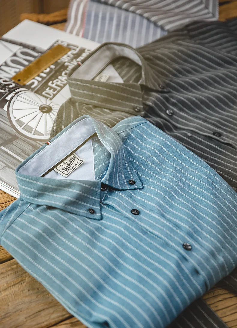 Hawthorne Men’s Vertical Stripe Shirt – Long Sleeve Button Down Business Casual Smart Shirt