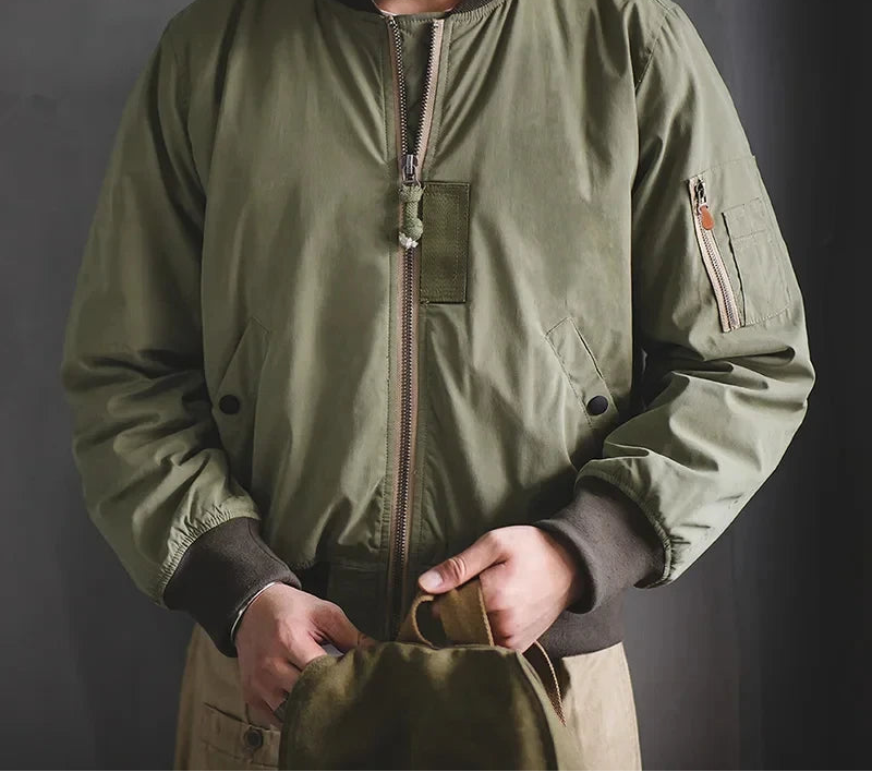 Rexton Men’s MA1 Bomber Jacket – Zip Front Flight Jacket with Inner Pocket and Ribbed Trim