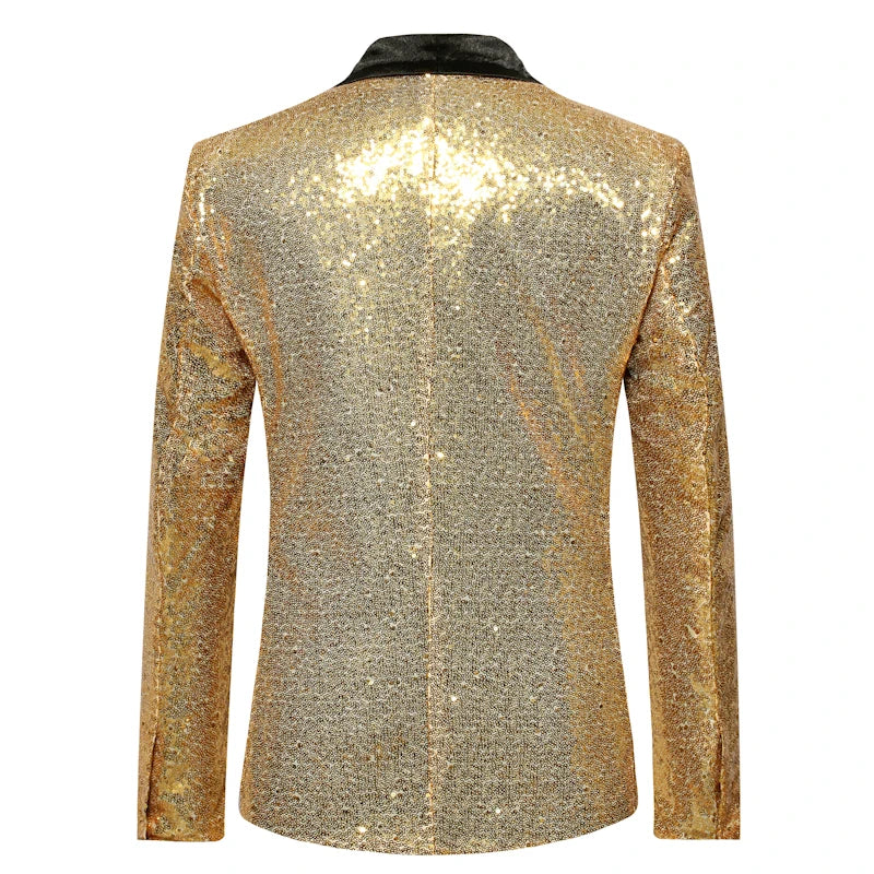 Keston Men’s Sequin Party Blazer – Shawl Lapel Single-Button Evening Jacket for Parties & Events