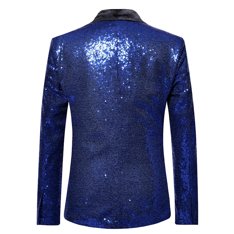 Keston Men’s Sequin Party Blazer – Shawl Lapel Single-Button Evening Jacket for Parties & Events