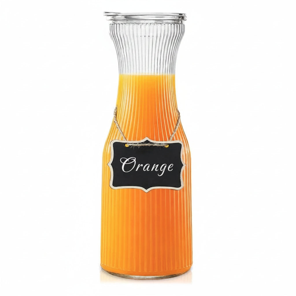 Ribbed Glass Carafe – 1L Drink Bottle