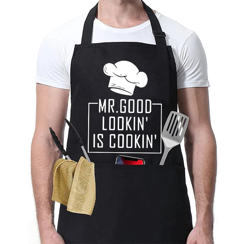 Funny BBQ Cooking Apron – Adjustable Chef Apron for Men with Grill Master Designs, Kitchen & BBQ Gift for Father’s Day, Birthdays