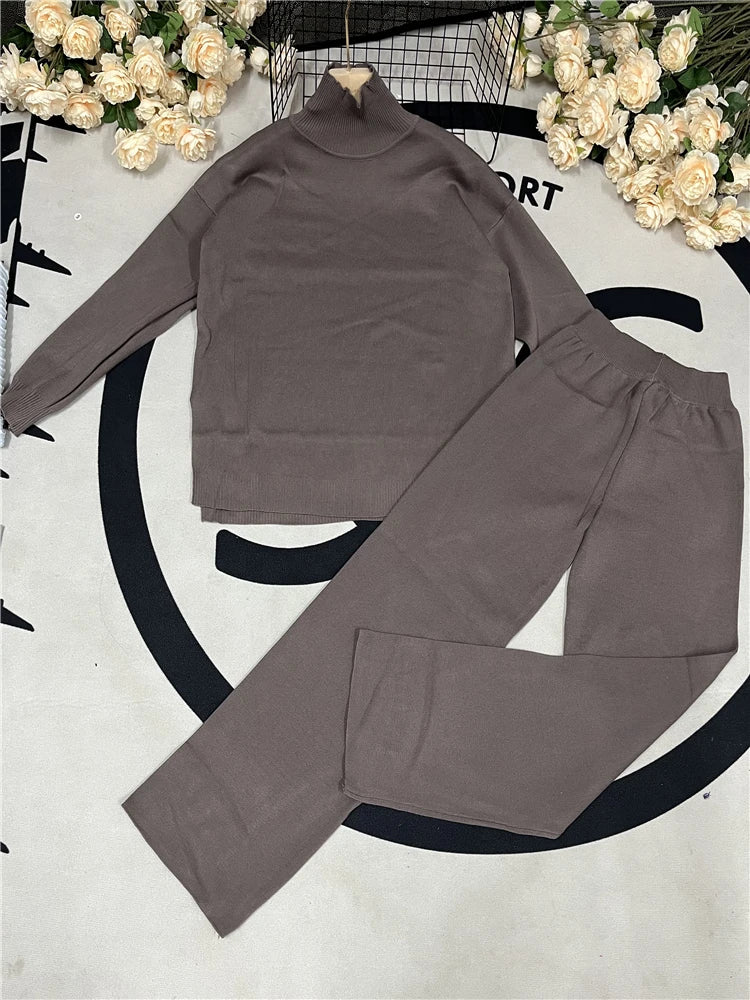 Knitted Co-Ord Set - Plain & Ribbed Knit
