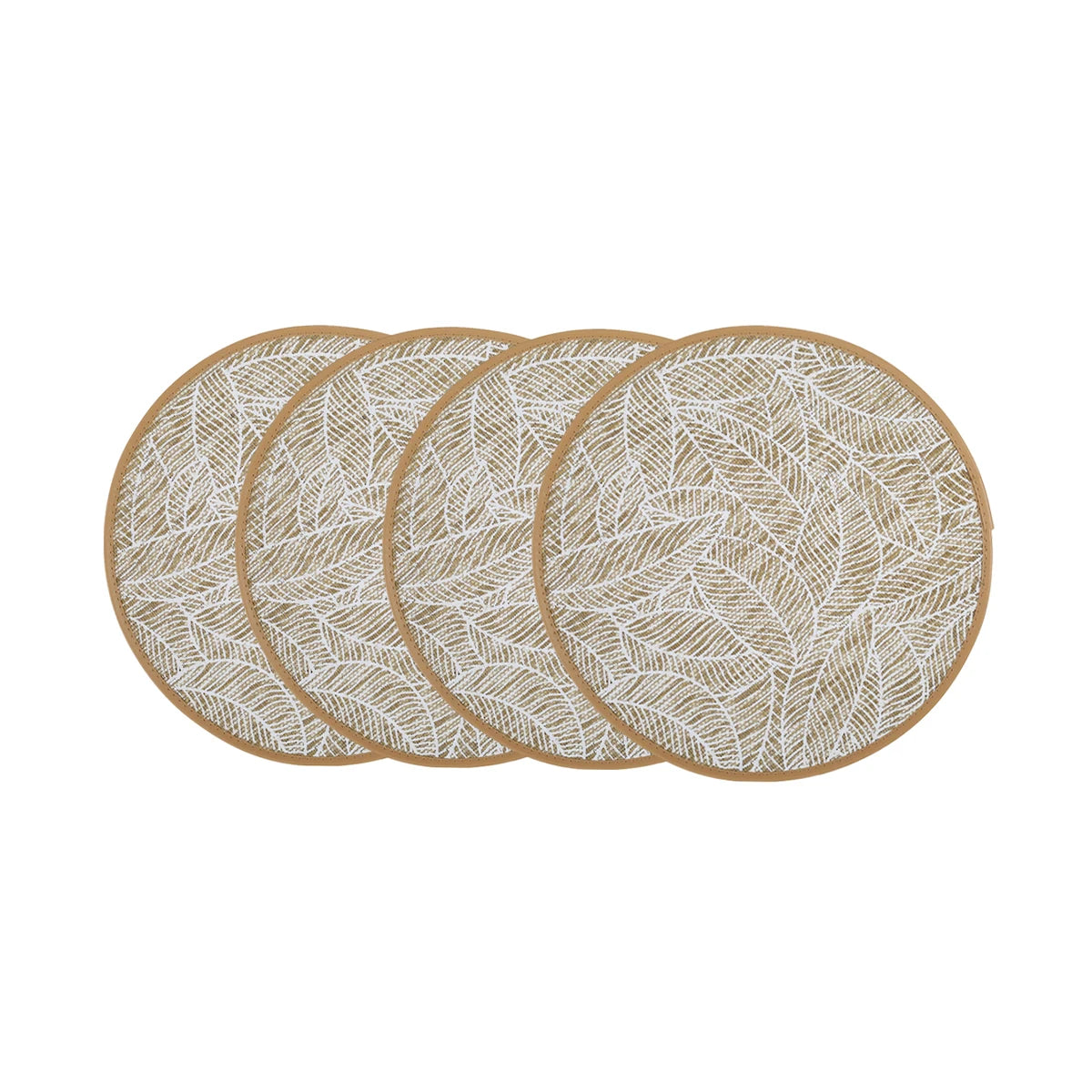 Boho Leaf Pattern Round Placemats for Dining Table – 2/4/6/8 Set Decorative Heat Resistant Table Mats