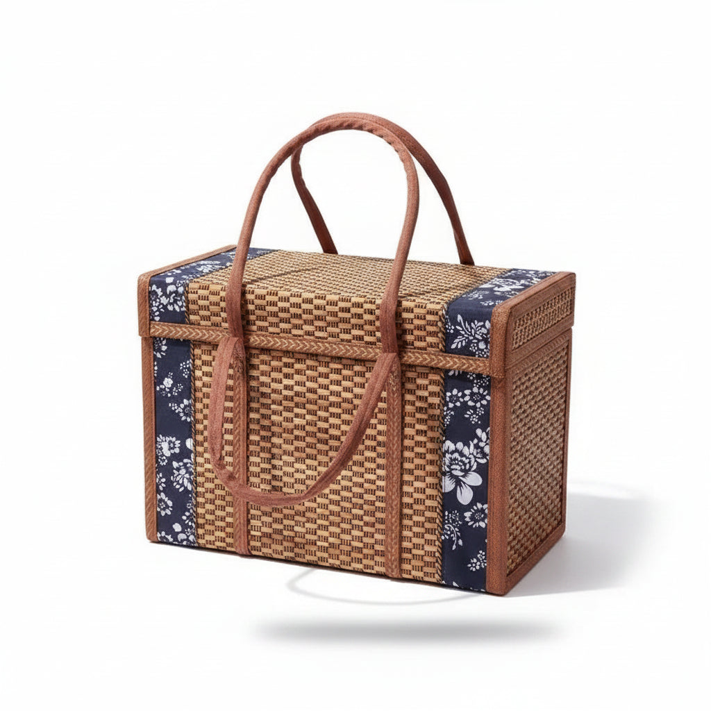 Foldable Picnic Basket Bag – Insulated Food Storage Tote, Portable Woven Lunch & Travel Bag
