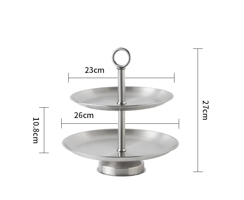 Stainless Steel 2/3 Tier Serving Stand – Gold & Silver Tiered Cake Stand for Afternoon Tea, Weddings & Parties, Fruits, Snacks