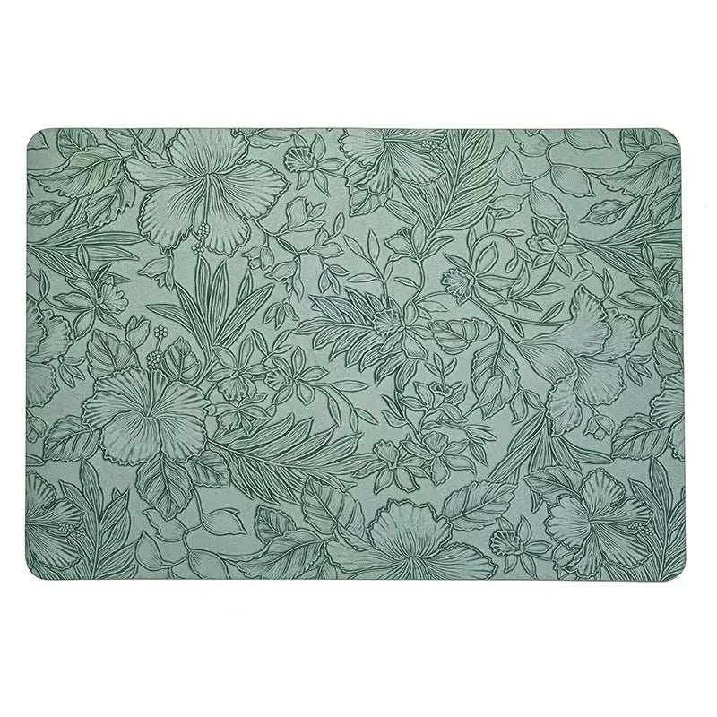 Botanical Dining Placemats – Wipe Clean Table Mats, Waterproof Non Slip Faux Leather Placemats, Double Sided Kitchen & Dining Table Mats