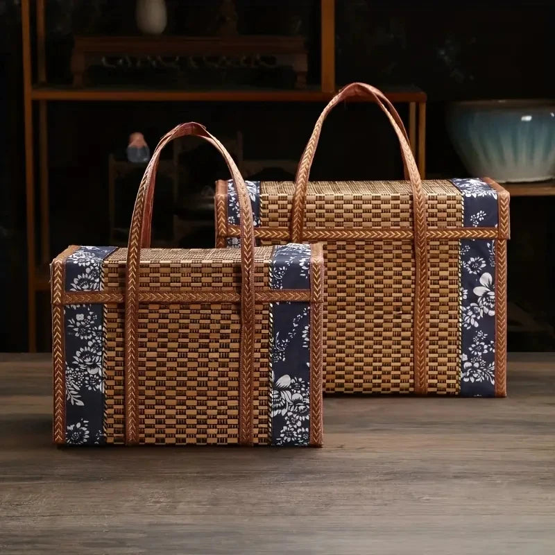 Foldable Picnic Basket Bag – Insulated Food Storage Tote, Portable Woven Lunch & Travel Bag