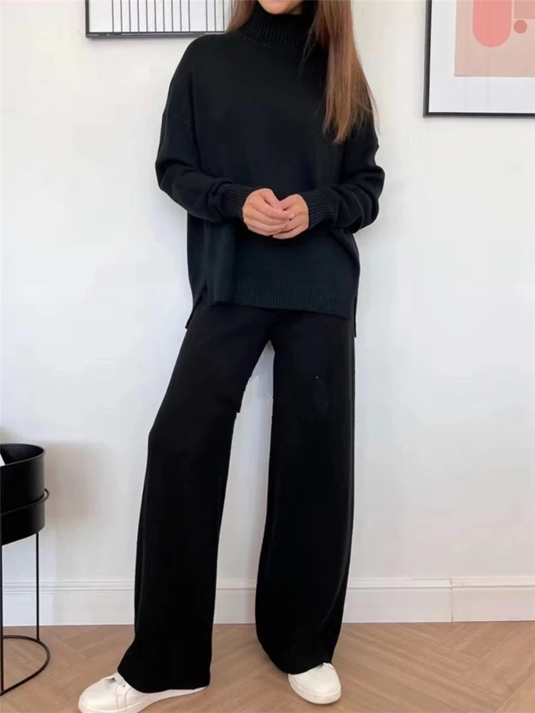 Knitted Co-Ord Set - Plain & Ribbed Knit