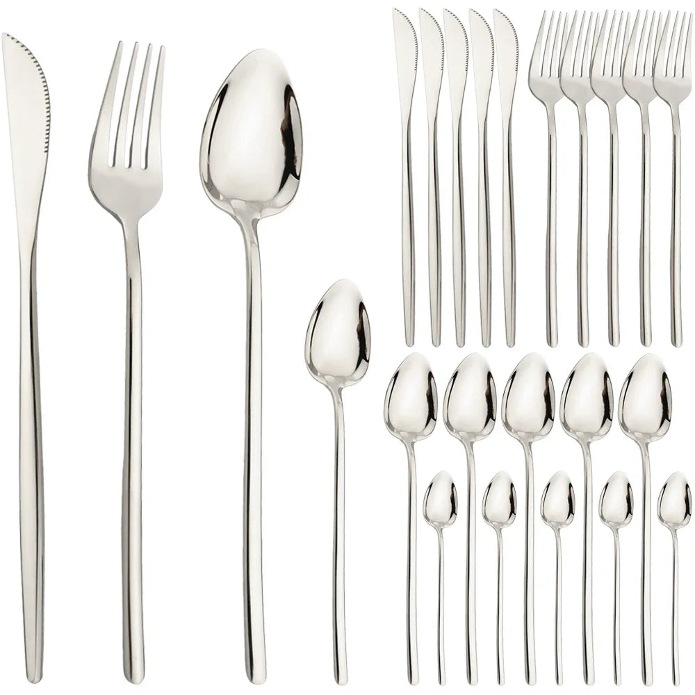 Valmere Cutlery Set – 24 Piece Stainless Steel Tableware Set with Knife, Fork, Spoon and Teaspoons