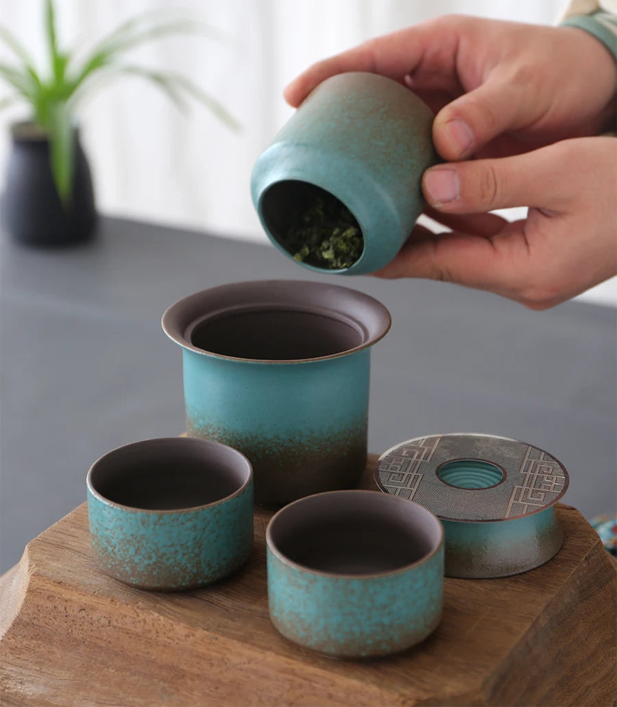 Japanese Style Ceramic Teapot Gift Set – 7 Piece Tea Set with Teapot and Cups in Gift Box