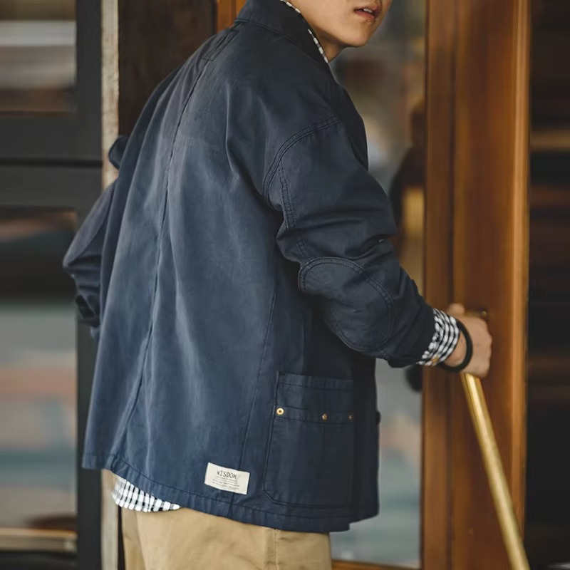 Ashwick Men’s Navy Utility Jacket – Heavyweight Cotton Overshirt Jacket with Button Fastening and Front Pockets