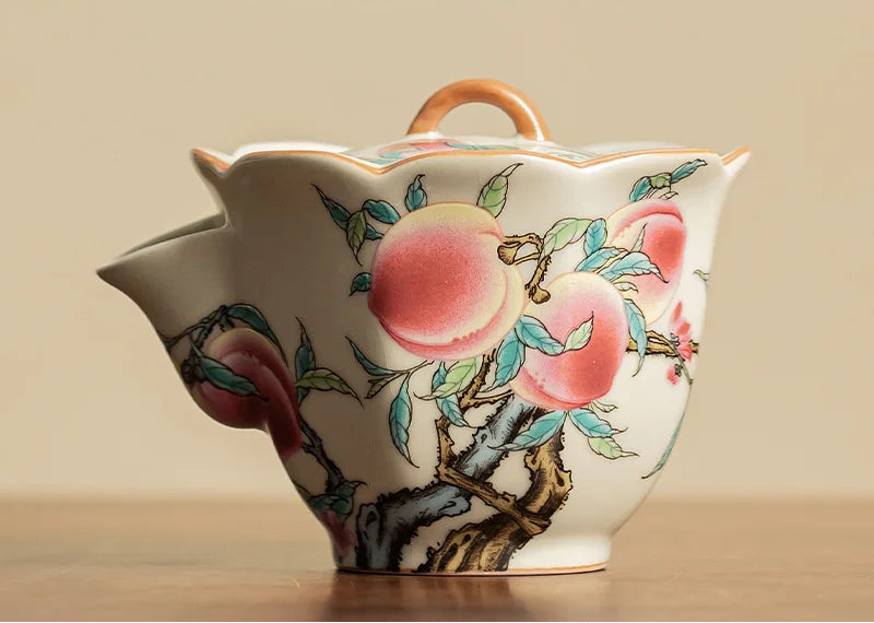 Momohana Peach Blossom Ceramic Teapot with Lid – Pouring Teapot for Herbal Tea, Loose Leaf Tea and Tea Gift