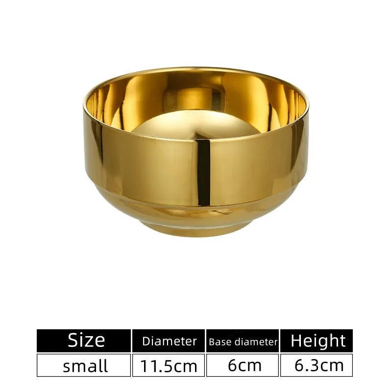 Stainless Steel Double Wall Rice Bowl – Heat Resistant Soup, Ramen & Salad Bowl for Kitchen Dining