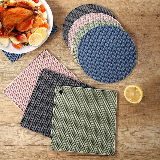 Non-Slip Silicone Trivets for Hot Dishes – 2/4 Piece Set Heat Resistant Table Mats for Kitchen & Dining