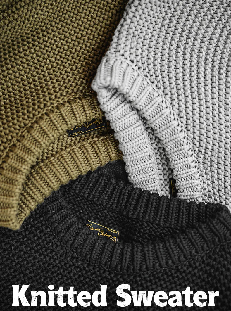 Relaxed Textured Knit Crew Neck Jumper – Oversized Fit Ribbed Hem Men’s Pullover