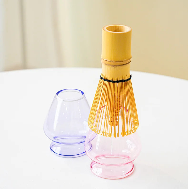 Akari Glass Matcha Tea Set – Pink & Purple Matcha Bowl Kit with Whisk, Scoop and Strainer, Complete Matcha Starter Gift Set