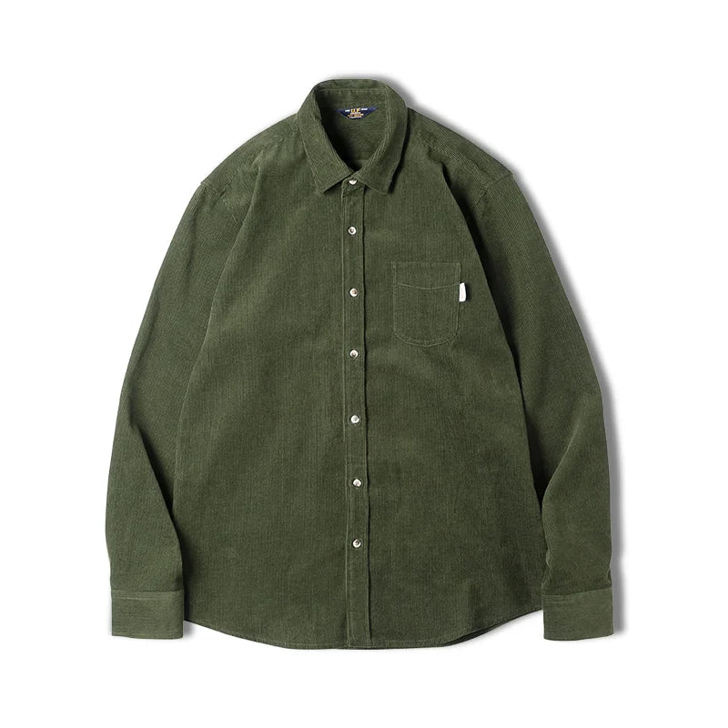 Wetherby Men’s Corduroy Overshirt – Long Sleeve Button-Up Shirt Jacket Casual Smart Overshirt with Chest Pocket