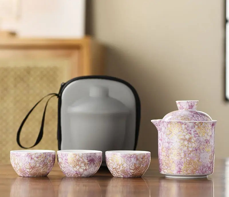 Kiyo Portable Travel Tea Set with Carry Case – Tea Set for Camping & Tea Ceremony