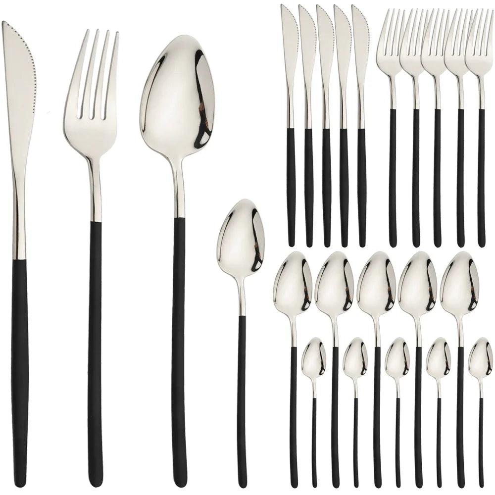 Valmere Cutlery Set – 24 Piece Stainless Steel Tableware Set with Knife, Fork, Spoon and Teaspoons