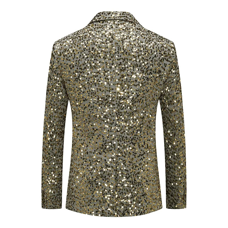 Rivaro Men’s Sequin Event Jacket – Single-Breasted Shawl Lapel Evening Blazer for Parties & Occasions