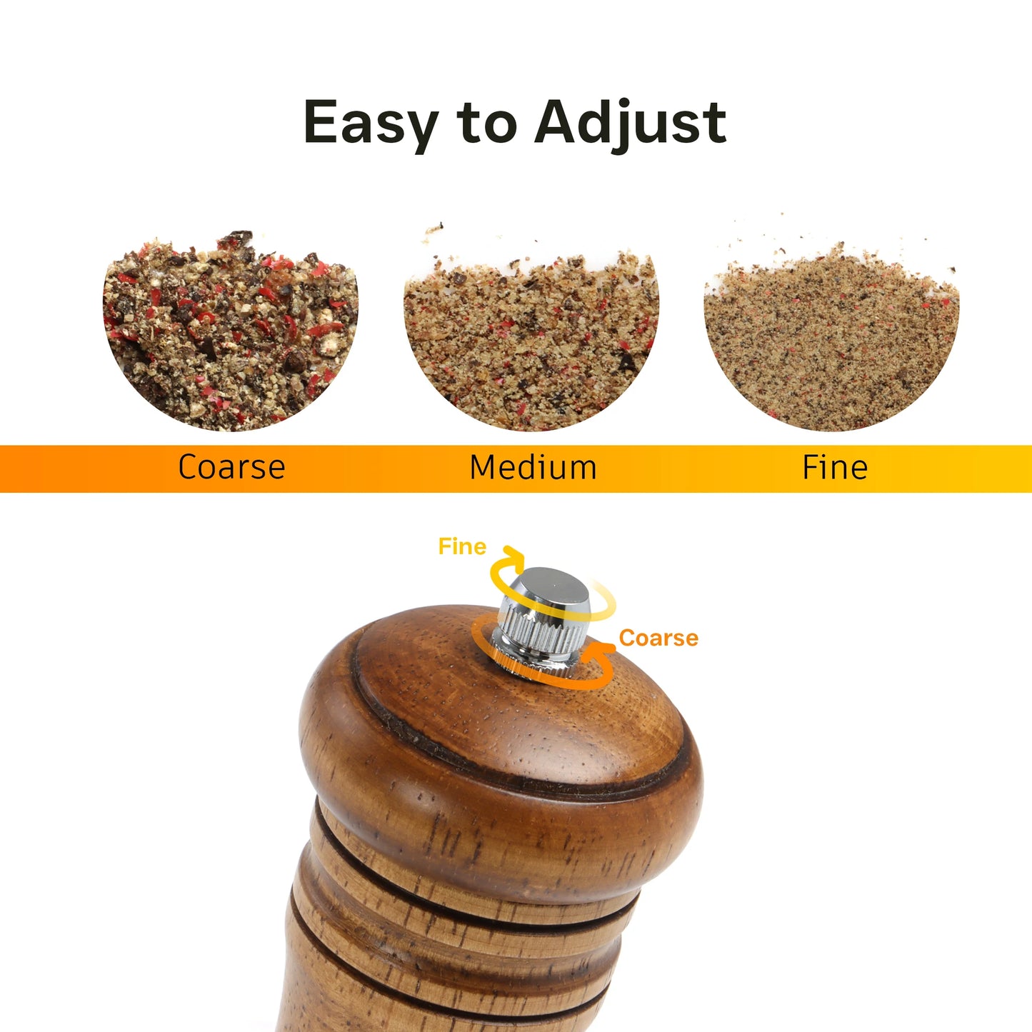 Premium Wooden Salt and Pepper Grinder Set – Adjustable Ceramic Mill with Clear Acrylic Window