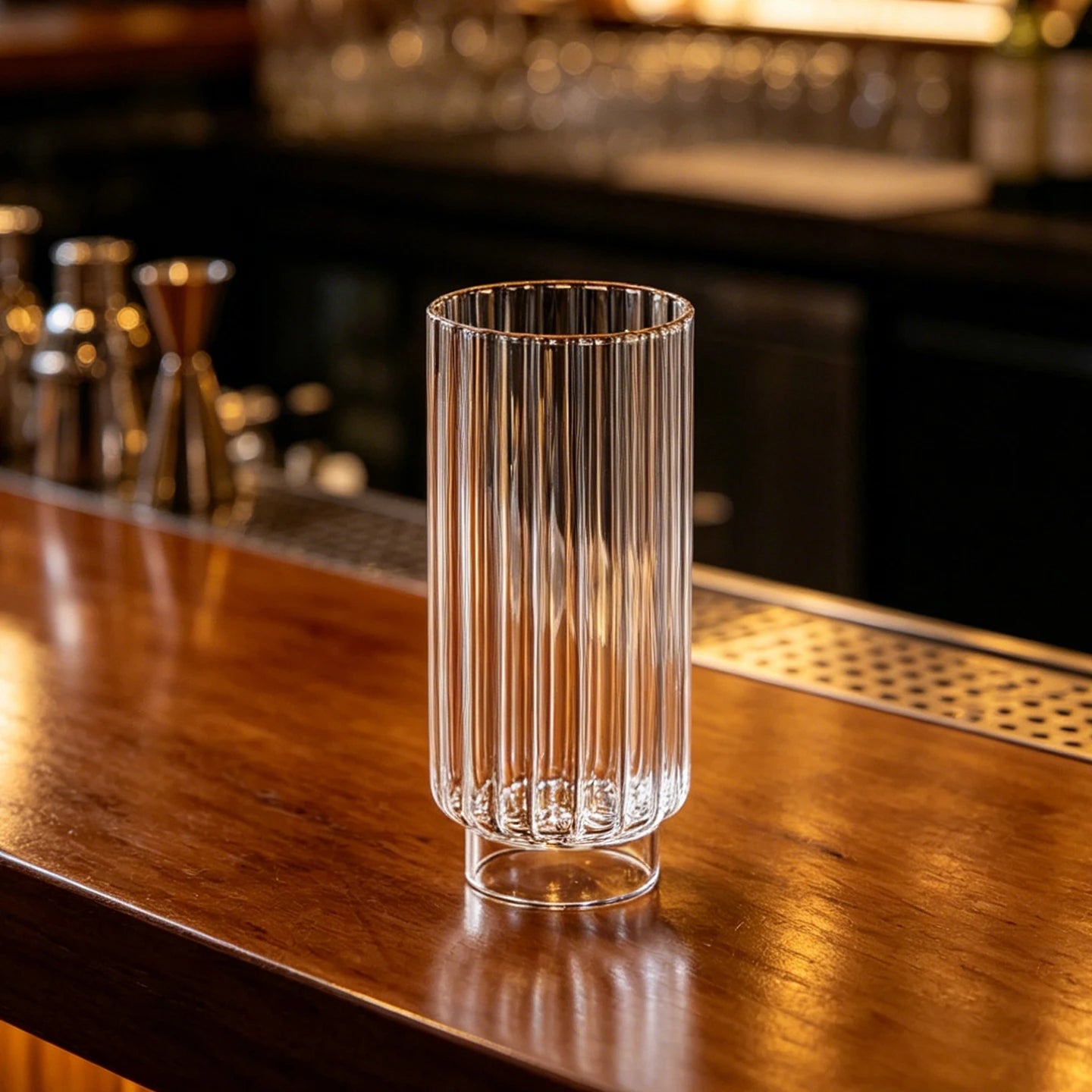 Rivelle Ribbed Highball Glass – Tall Cocktail & Juice Glass