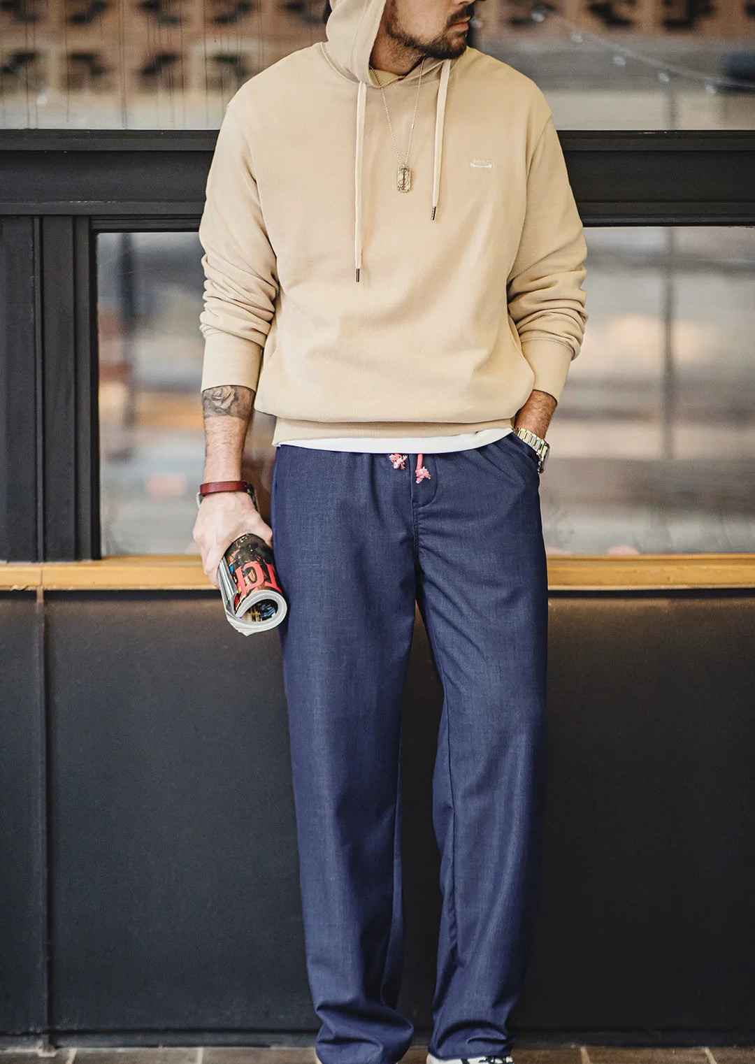 Radford Straight Leg Trousers – Loose Fit Everyday Drawstring Waist Trousers with Smart Casual Finish