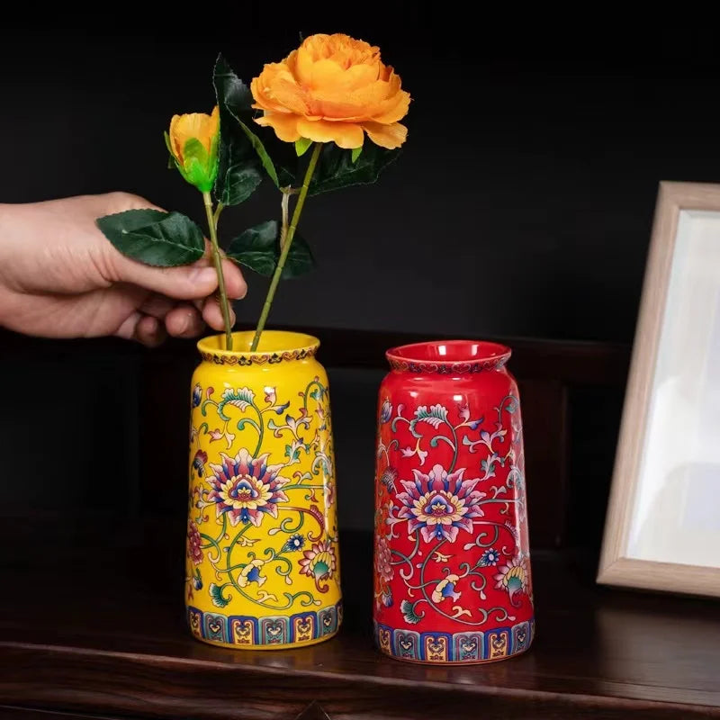 Seravelle Floral Ceramic Vase – Decorative Flower Vase for Living Room, Table Centrepiece & Home Décor (Red, Blue, Light Blue , Ivory & Yellow)