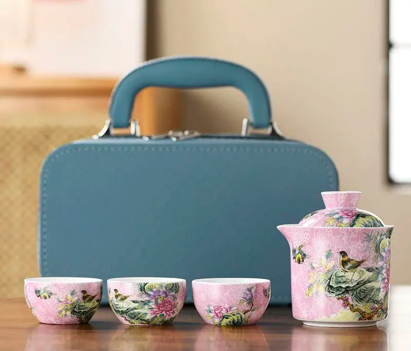 Kiyo Portable Travel Tea Set with Carry Case – Tea Set for Camping & Tea Ceremony