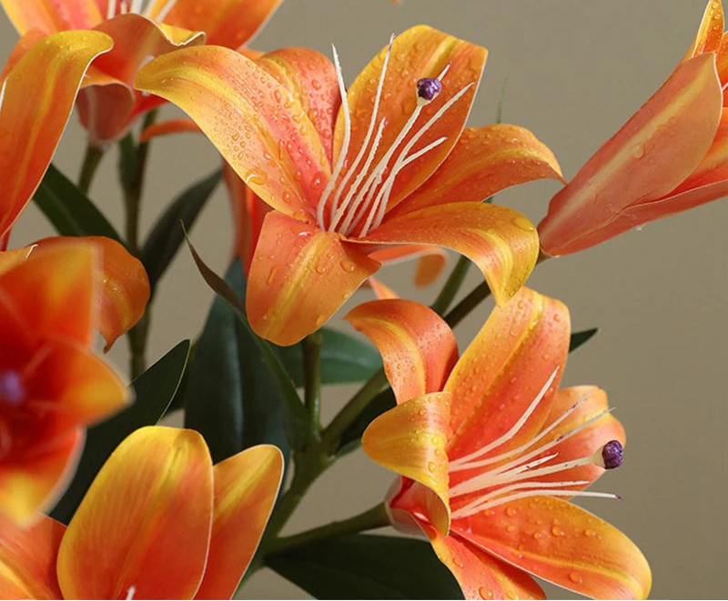 Liliara Lily Stem – Faux Lily Flower Branch with 3 Heads for Vase Styling, Wedding Flowers and Home Décor