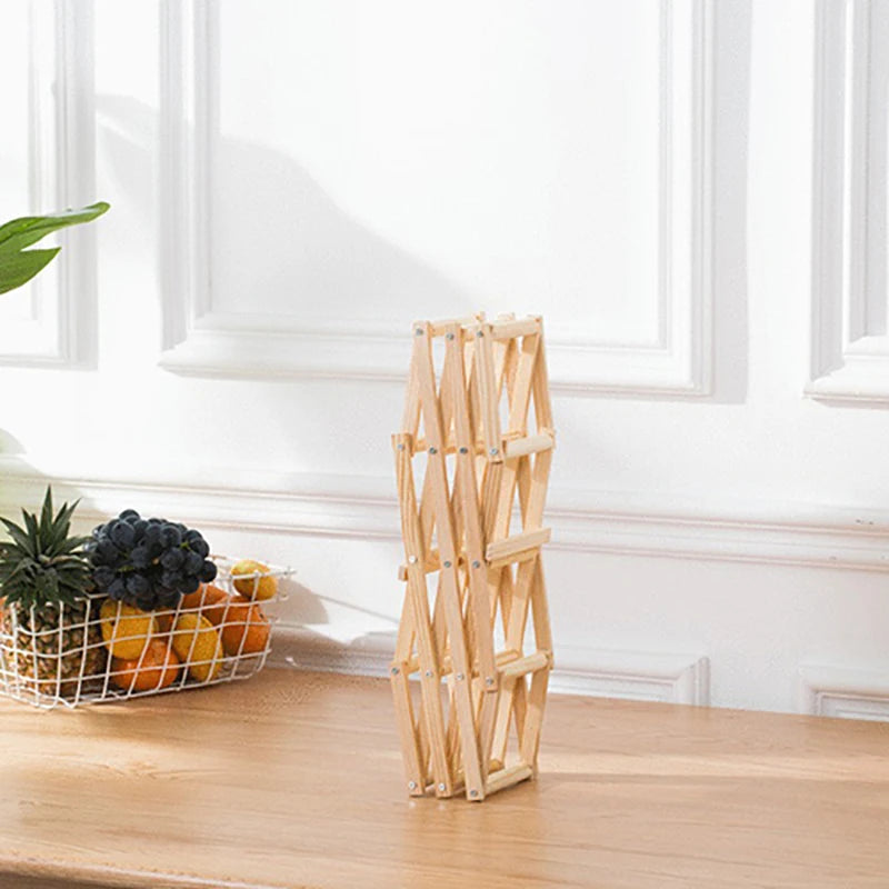 Foldable Wooden Wine Rack – Stackable Bottle Holder Stand for Kitchen & Home Storage, 5 or 10 Bottle Capacity