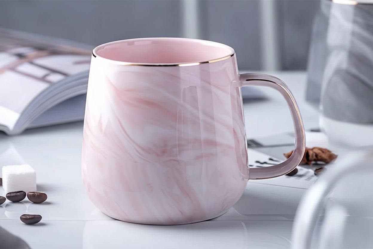 Marvelle Ceramic Tea & Coffee Mug – Gold Rim