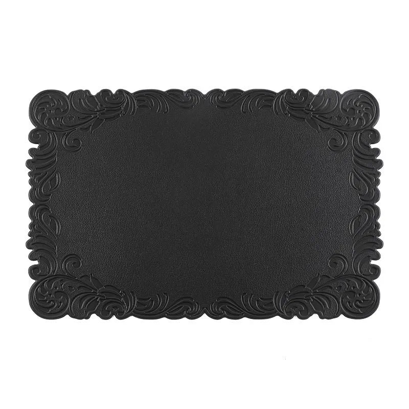 Verra Faux Leather Table Mats – Decorative Edge Non Slip Washable Dining Table Mats Set